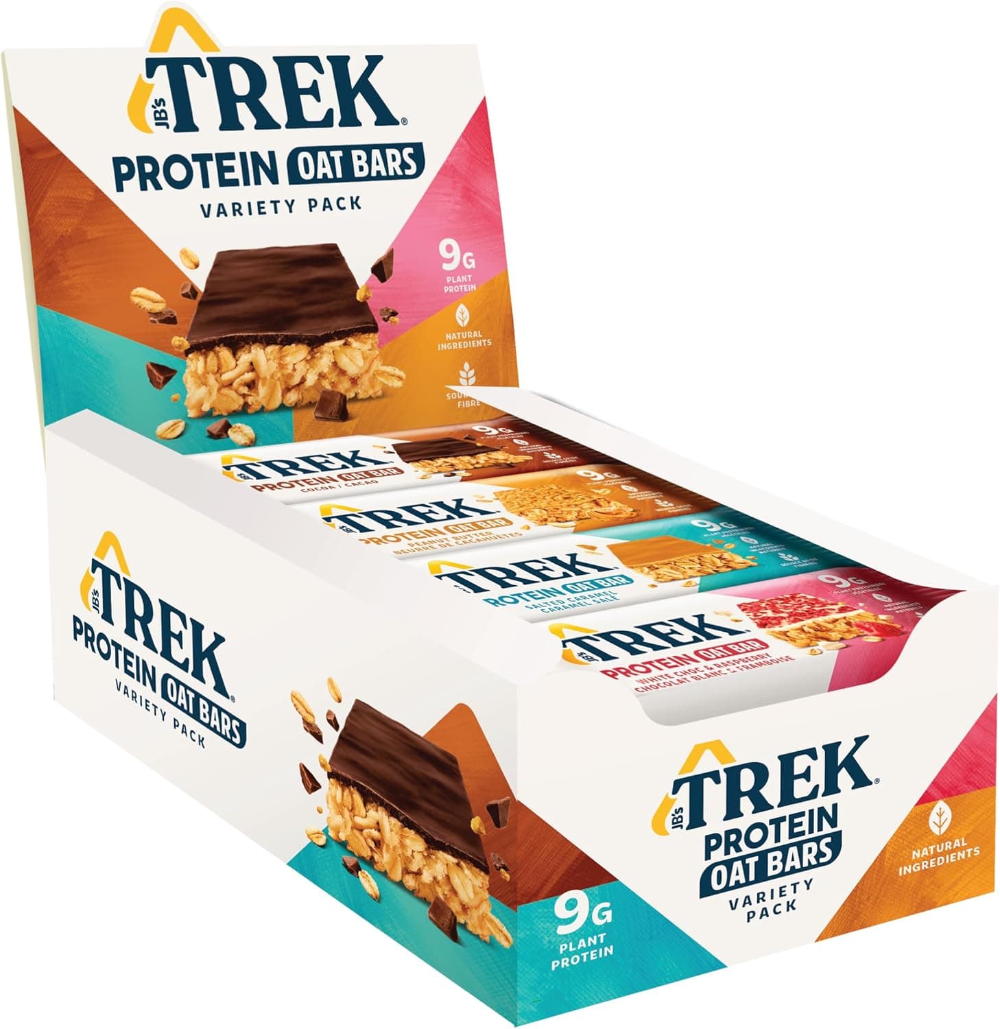 TREK Barrinha protetora de aveia | Embalagem multisabor | Plant-Based, sem glúten, vegano, 16 x 50 g, barrinhas, 800 g