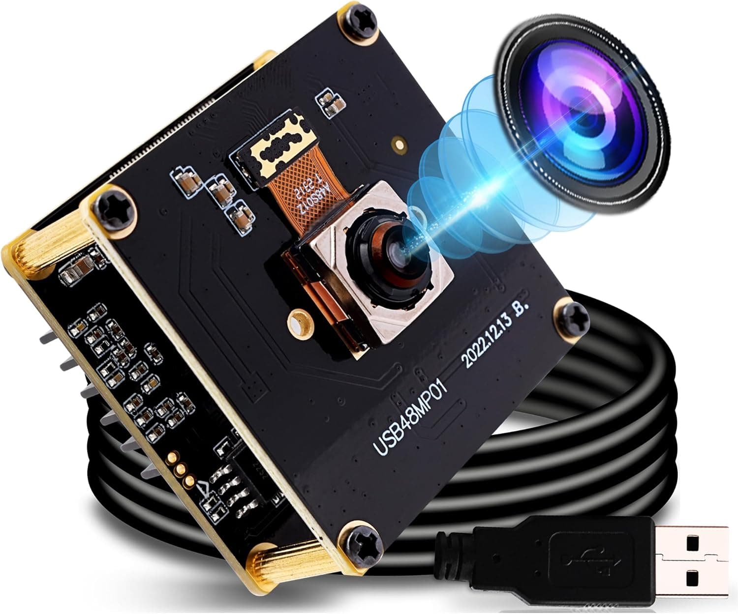 ELP Módulo de câmara USB de 48 MP, foco automático rápido, câmara USB de alta definição, 8000 x 6000, câmara USB, sem distorção, lente de 70 graus, câmara web, UVC, USB2.0, câmara industrial