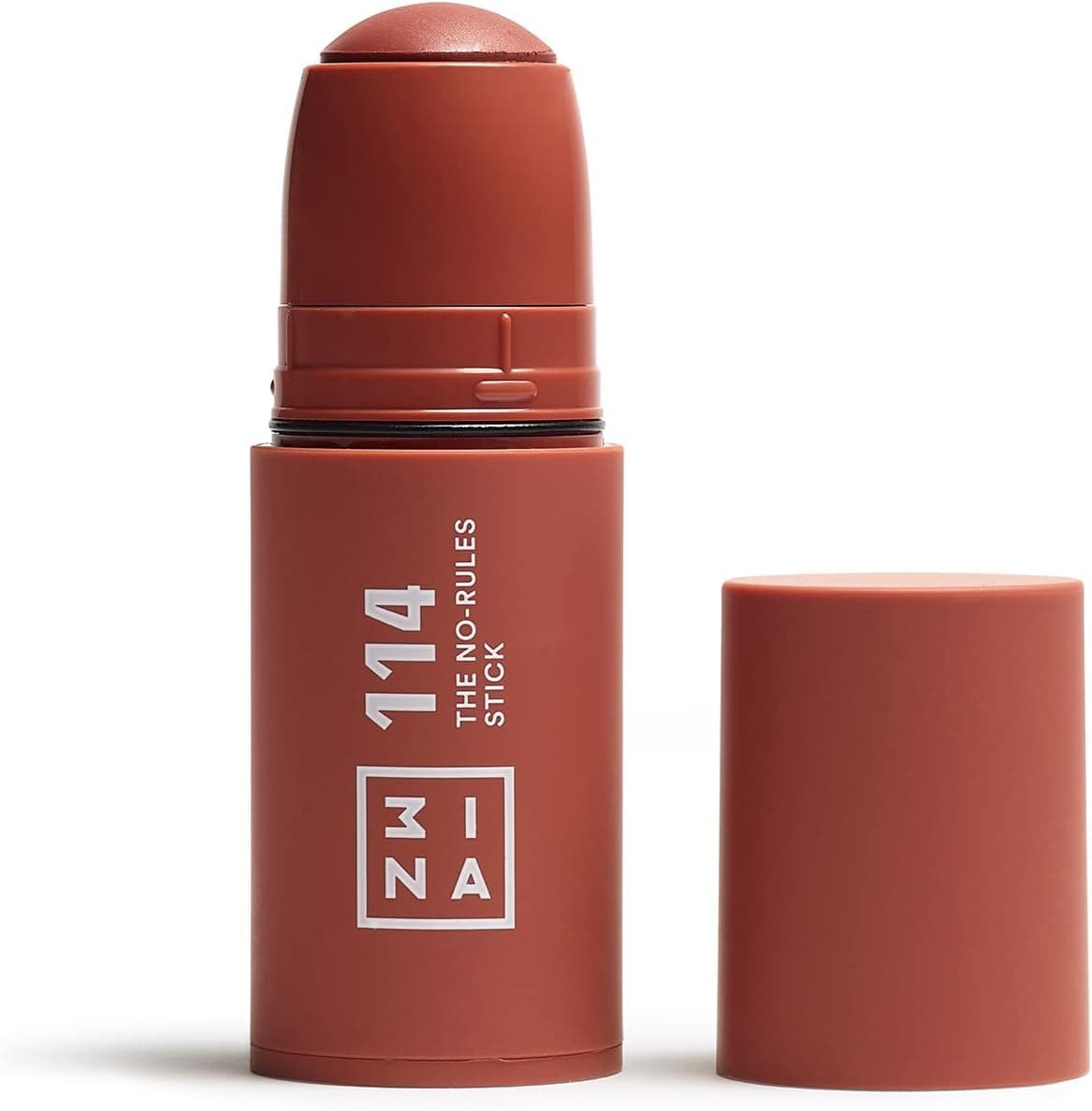 3INA The No Rules Stick 114 | Blush cremoso castanho claro 3 em 1 para bochechas lábios e olhos com ácido hialurónico vegan