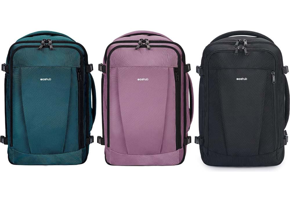 ECOHUB Mochila de viagem para cabine de avião, 40 x 20 x 25 cm, 20L