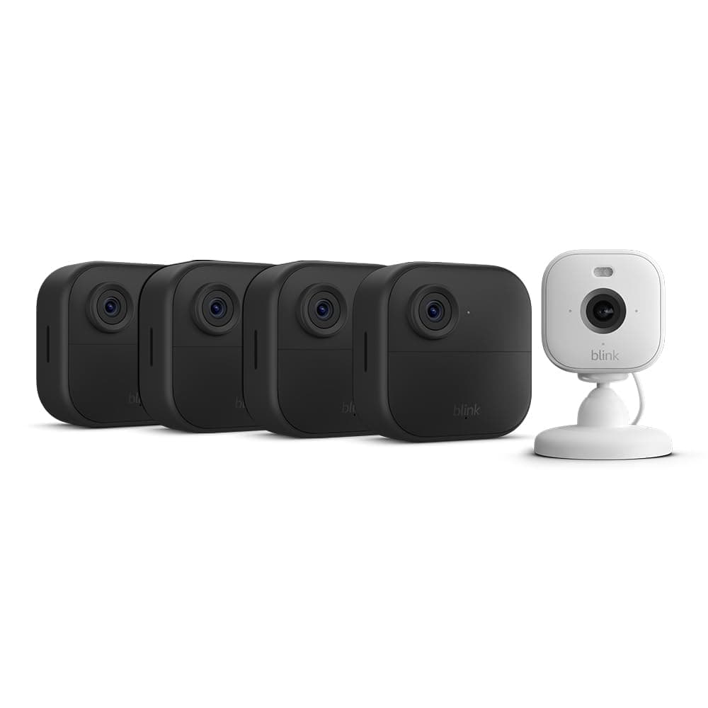 Blink Outdoor 4 + Mini 2 | Sistema de videovigilância com 4 câmaras exteriores e câmara interior branca