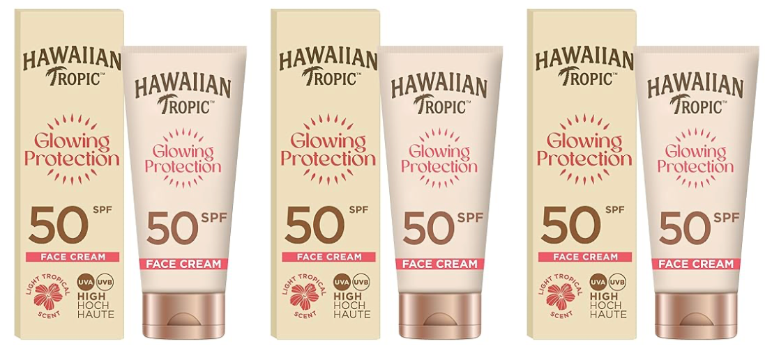 HAWAIIAN Tropic Protection Face - loção solar protetora para o rosto, creme hidratante facial com proteção, 50 ml