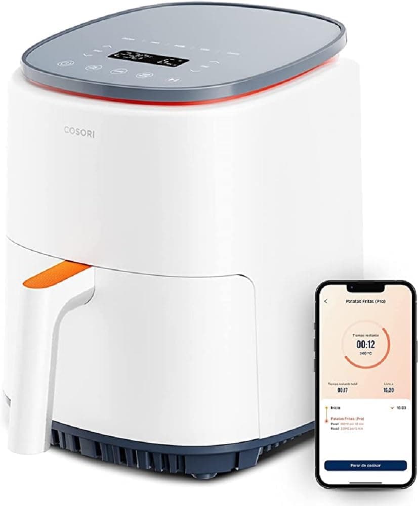 COSORI Frigideira de ar, inteligente, sem óleo, 3,8 l, 75-230 °C, 1500 W, com APP receitas, 7 programas, Air Fryer saudável para 1-3 pessoas, adequada para máquina de lavar louça, branca