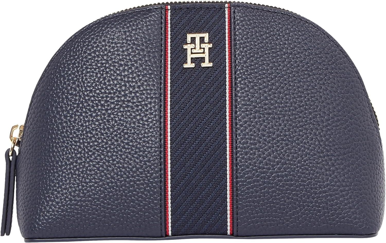 Tommy Hilfiger Legacy Washbag | Nécessaire feminino compacto em poliuretano com fecho de correr e monograma TH, 21 cm
