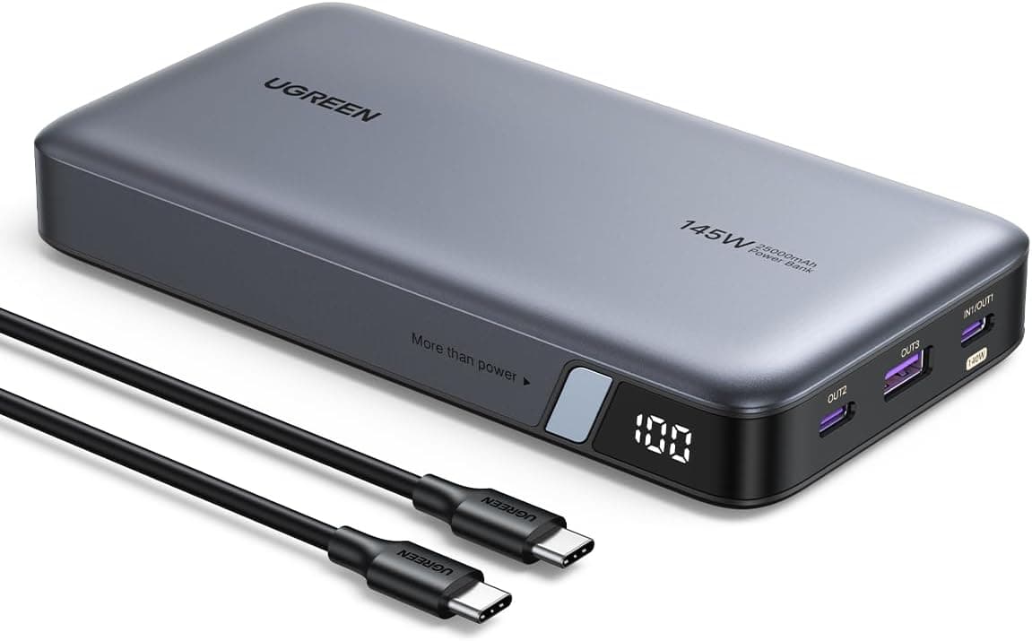 UGREEN Nexode Power Bank 145 W 25000 mAh, carregador portátil com carregamento rápido de 140 W com ecrã