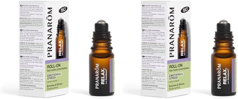 PRANAROM - Aromaboost Relax Bio - Roll-on Olfativo - Apoia os sintomas mentais e físicos de stress - ação mediata - óleo essencial bio de lavanda verdadeira - 5 ml (embalagem de 2)