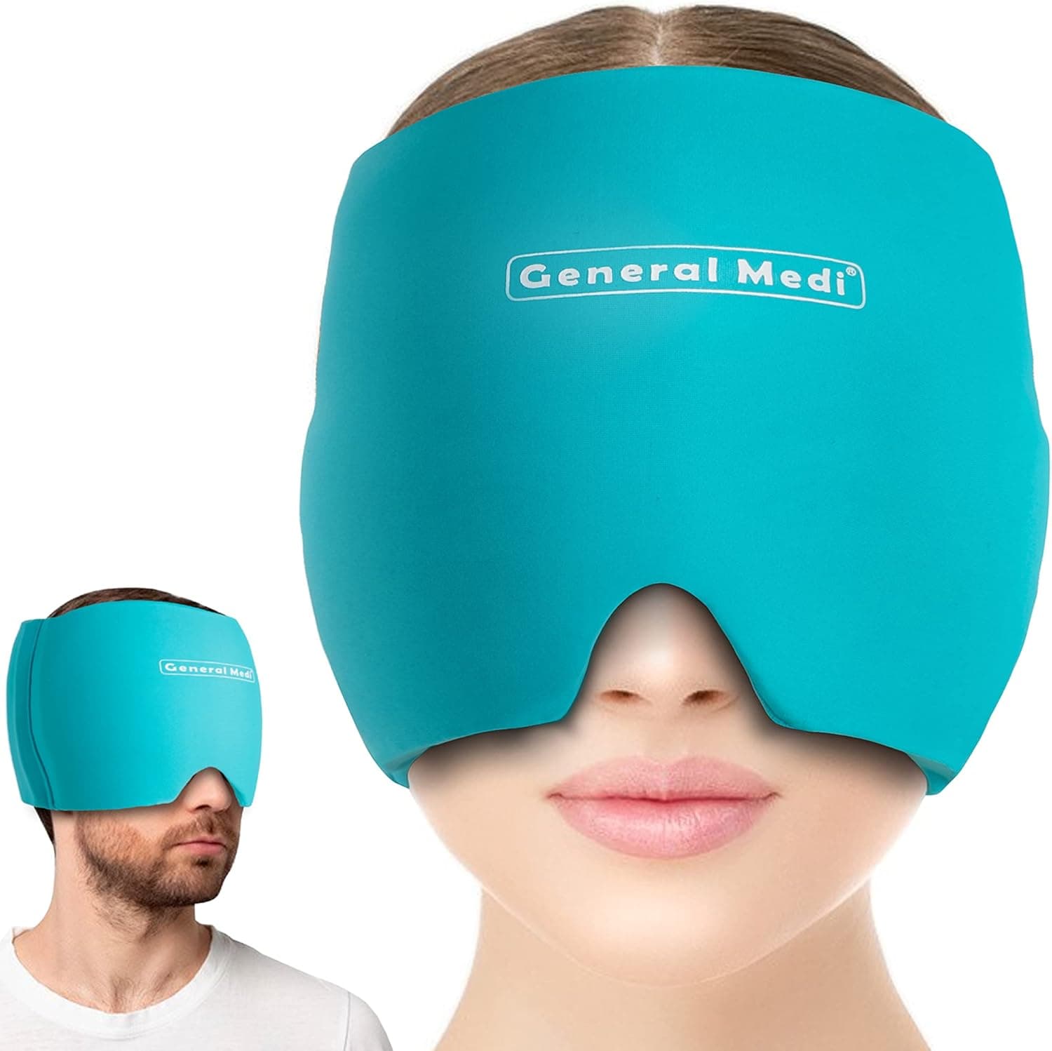 General Medi – Gorro terapêutico frio e quente para alívio de enxaquecas e dores de cabeça, cobertura 360°, reutilizável (azul)
