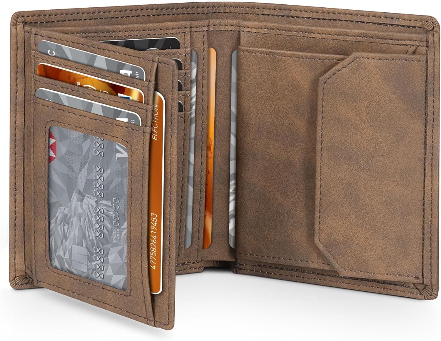 TEEHON Carteiras para homem de couro, porta-cartões homem com bloqueio RFID com 12 cartões de cartão, 1 janela para ID e foto, bolso para moedas, compartimentos para bilhetes, com caixa de presente