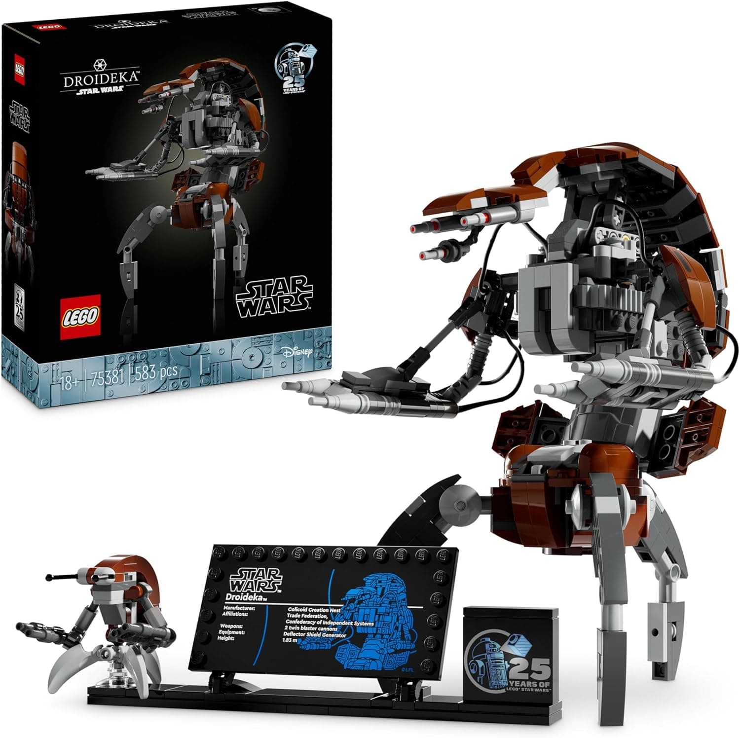 LEGO Star Wars Droideka Figura de Droide destruidor, casaco colecionável de construção para adultos, decoração de casa e escritório, presente para homens, mulheres e fãs colecionadores 75381