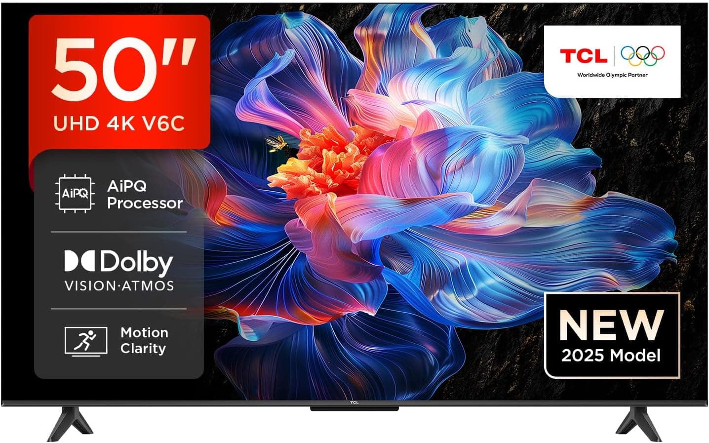 TCL 50 V6C Direct LED Smart TV, 12 K HDR, alimentado pela Google TV (áudio dolby, movimento clarity, compatível com o Google Assistant & Alexa) 