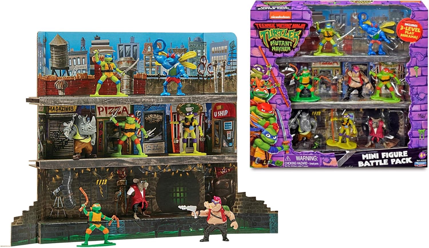 TORTUGAS NINJA - Pacote de figuras de filme TMNT, 8 figuras de 7 cm, personagens principais e vilões, acessórios de luta incluídos, crianças de 4 anos, famosa (TU849000)