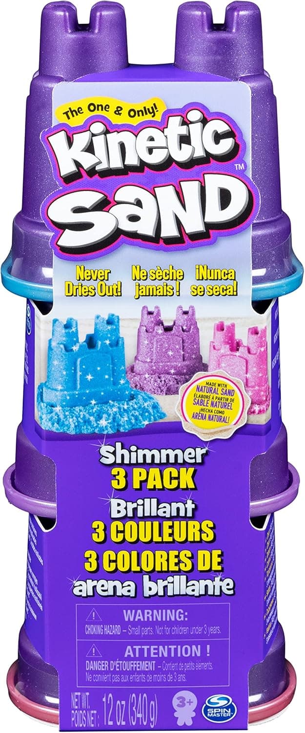 Kinetic Sand - 3 pacotes de 340 g de areia mágica brilhante com purpurpurinas de cores para misturar, moldar e criar - kit artesanato crianças - 6053520 - brinquedos crianças 3 anos +