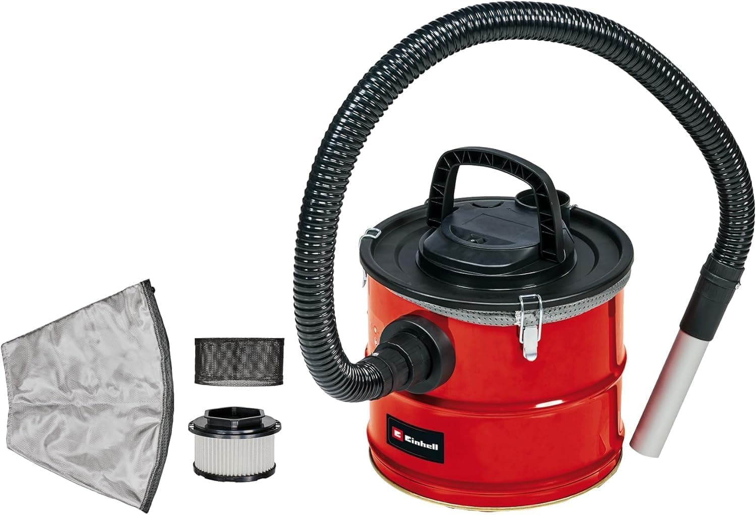 Einhell Aspirador de cinzas TC-AV 1718 D (1200 W, potência de aspiração 170 mbar, recipiente coletor de folha de flandres de 18 l com fechos rápidos, pré-filtro de pó fino, cartucho de filtro)