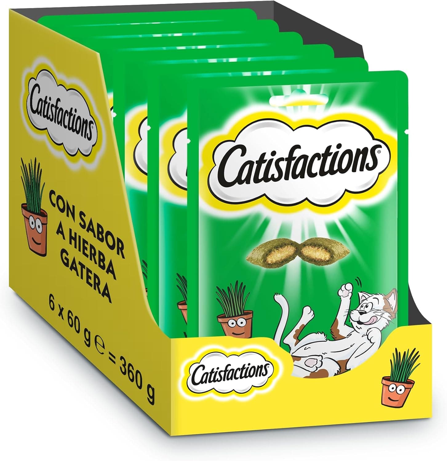 Catisfactions Snack para gatos sabor erva gateira, 6 pacotes de 60 g