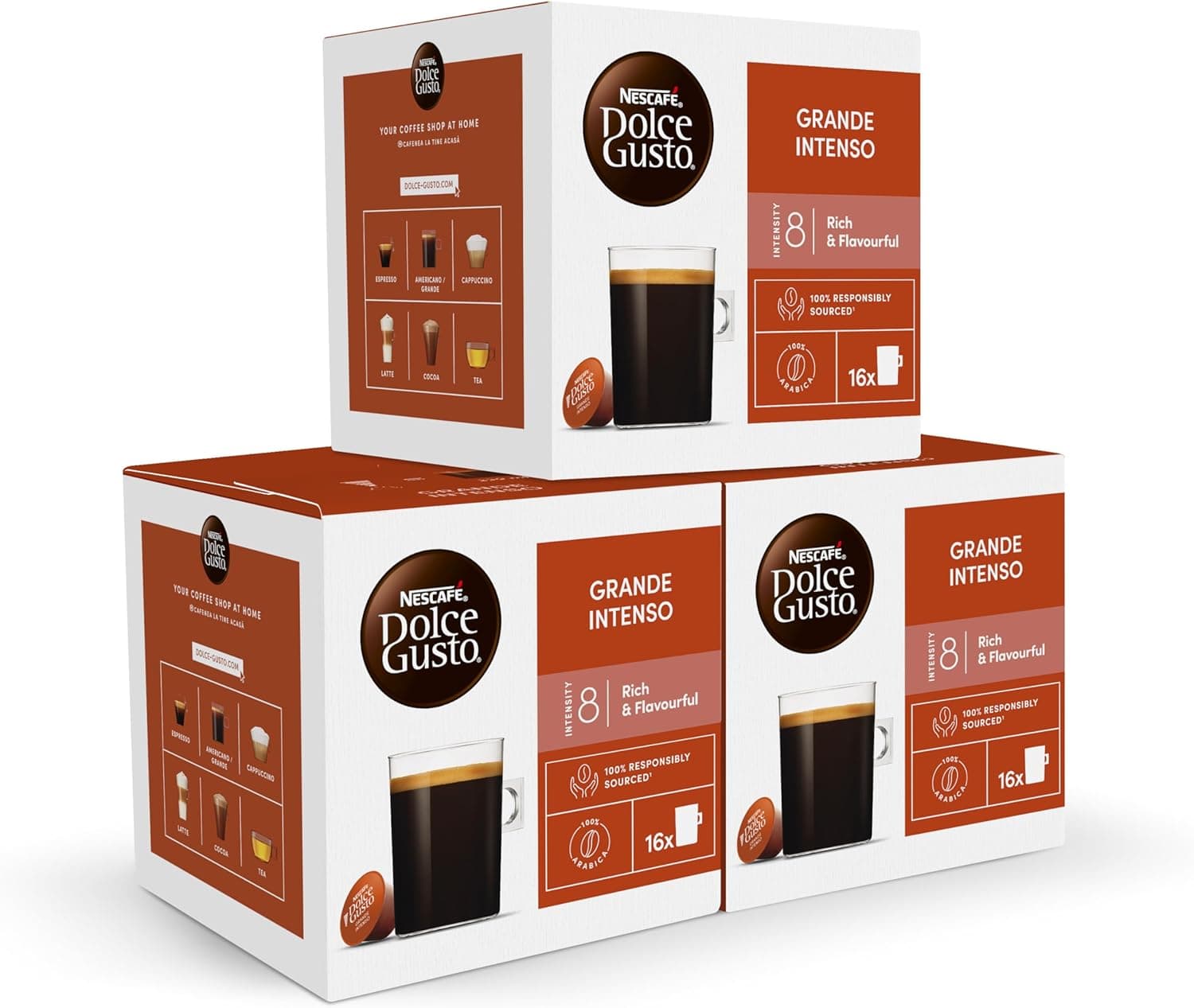 NESCAFÉ Dolce Gusto Café grande intenso, 48 cápsulas, café americano grande, intensidade 5 (3 embalagens x 16)