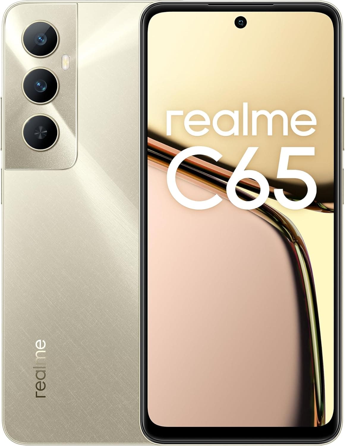 realme C65 Smartphone 6+128 GB telemóvel, bateria 5000 mAh, câmara de 50 MP com IA, 6,72" FHD+ 90Hz, Helio G88, duplo SIM com NFC, dourado