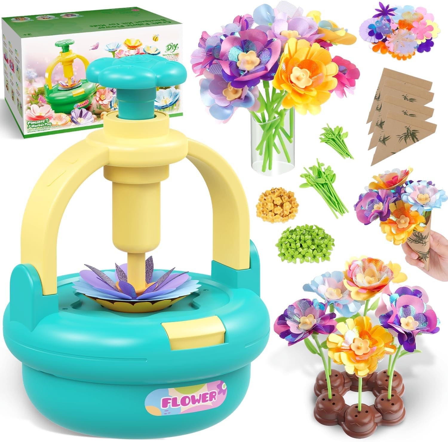 TingingYuli Craft Set | Kit de artes manuais para crianças para criar bouquet de flores em tecido