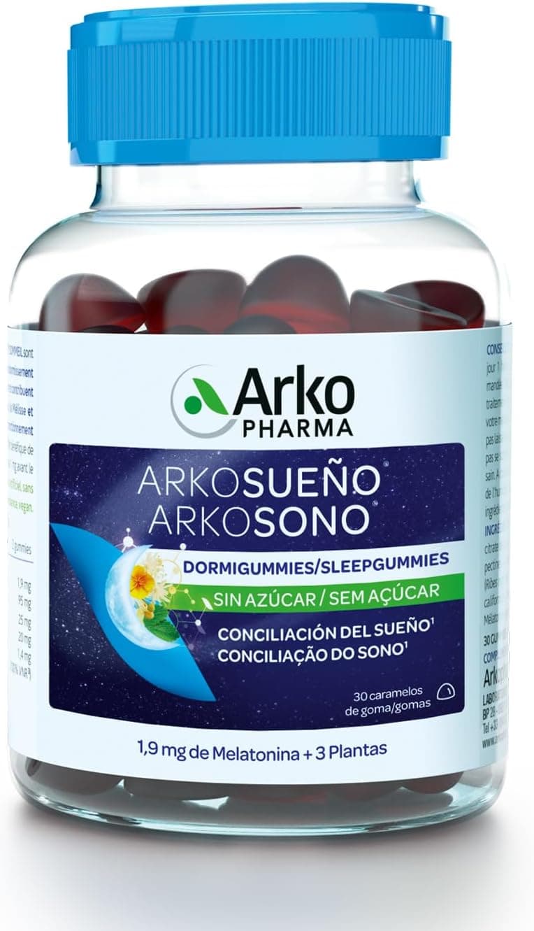 Arkopharma Arkosono Dormigummies 30 Gummies sem açúcar, conciliar o sono facilmente, 1,9 mg melatonina, melisa, lilás e papoila da Califórnia para dormir, vegano