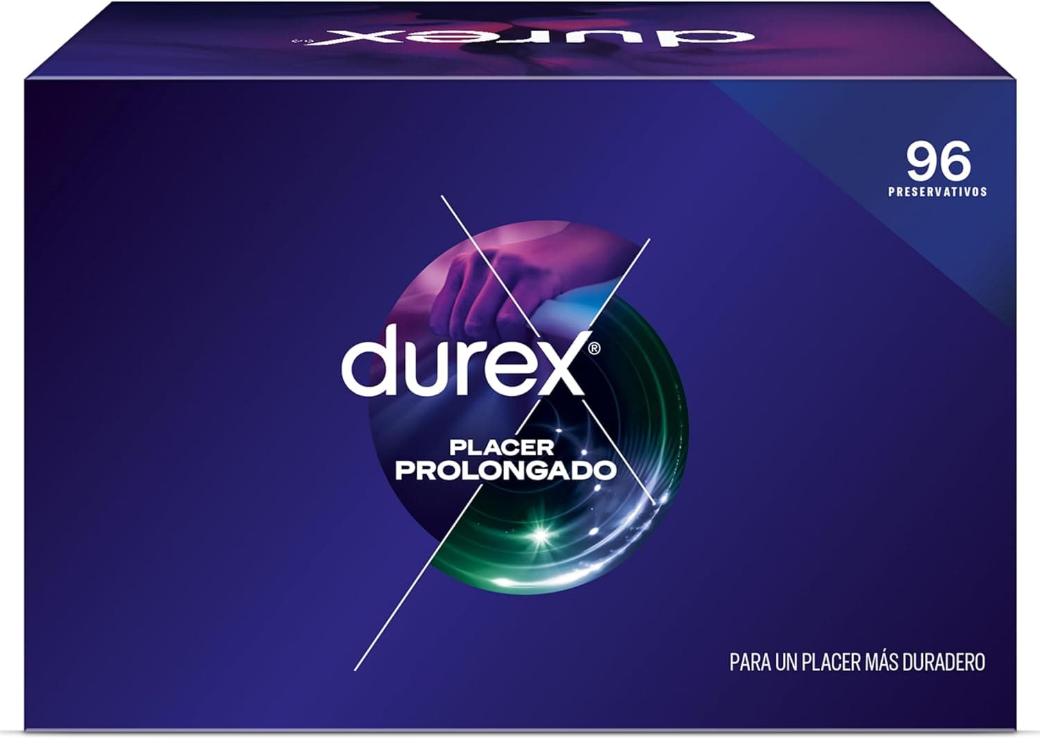 Durex Pacote reservativo prazer prolongado, com lubrificante de forma de silicone, forma fácil-on, 96 preservativos