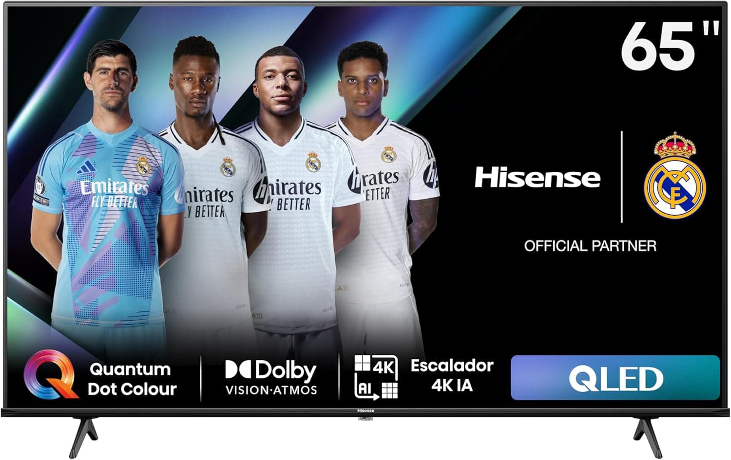 Hisense 65E7NQ - QLED Smart TV, televisão de 65 polegadas, Quantum Dot Colour, visão Dolby, Dolby Atmos, modo de jogo Plus, 60Hz VRR 120 fps, Bluetooth & HDMI, controlo por voz televisor, VIDAA