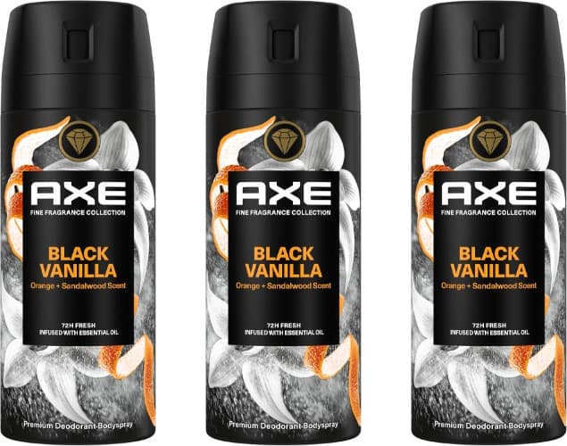 Axe Desodorante em aerossol para homem Black baunilha fragrância 150 ml