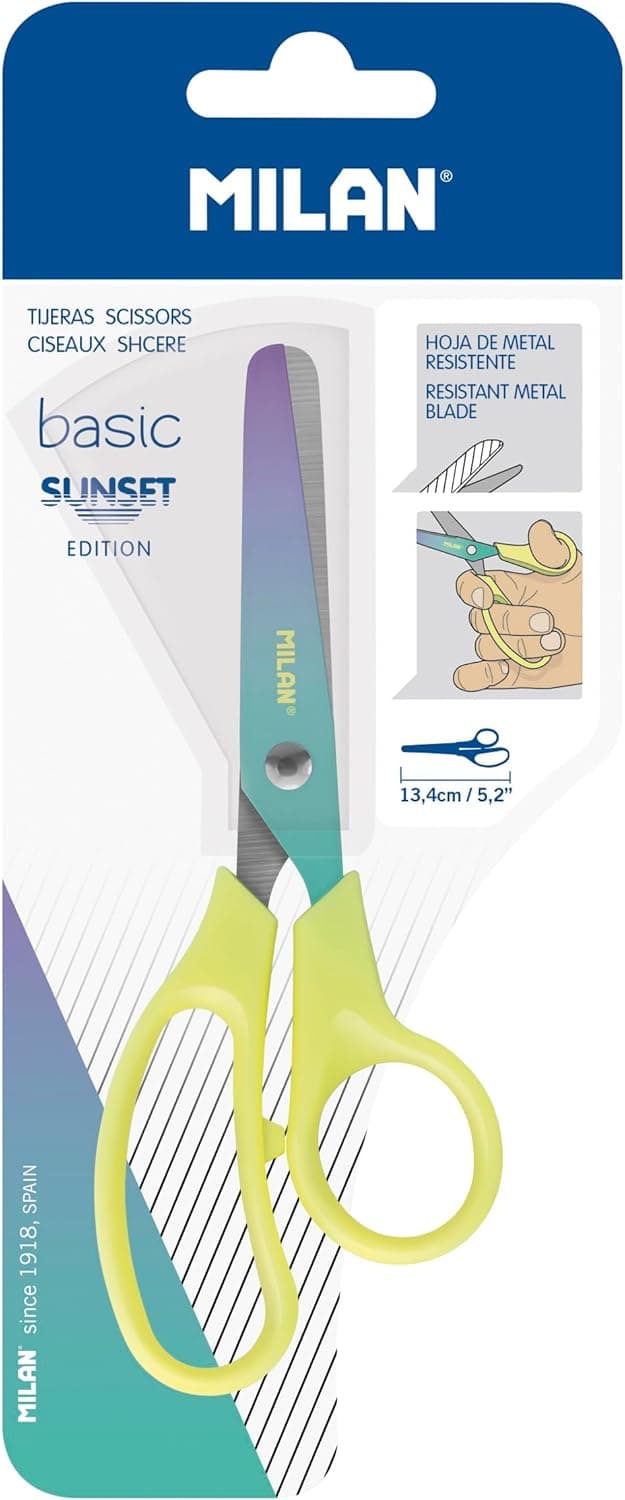 Blister tesoura básica edição SUNSET, pega amarela MILAN