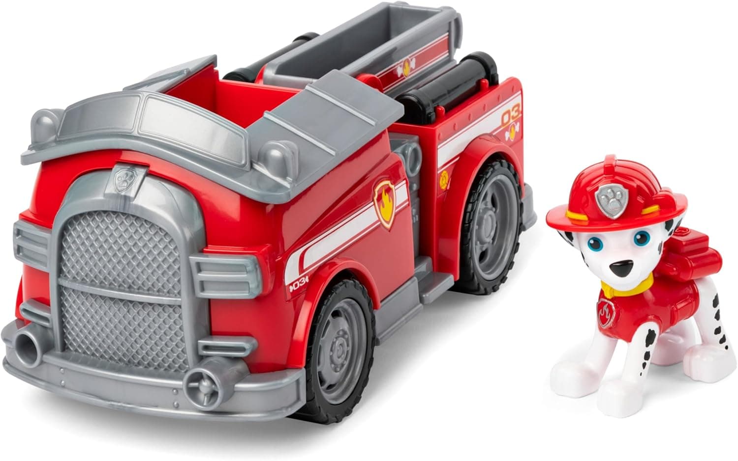 Patrulha Canina - camião bombeiros e figura Marshall, camião de 15 cm com figura Marshall - patrulha canina brinquedos - 6069058 - brinquedos crianças 3 anos - presente criança 3 anos +