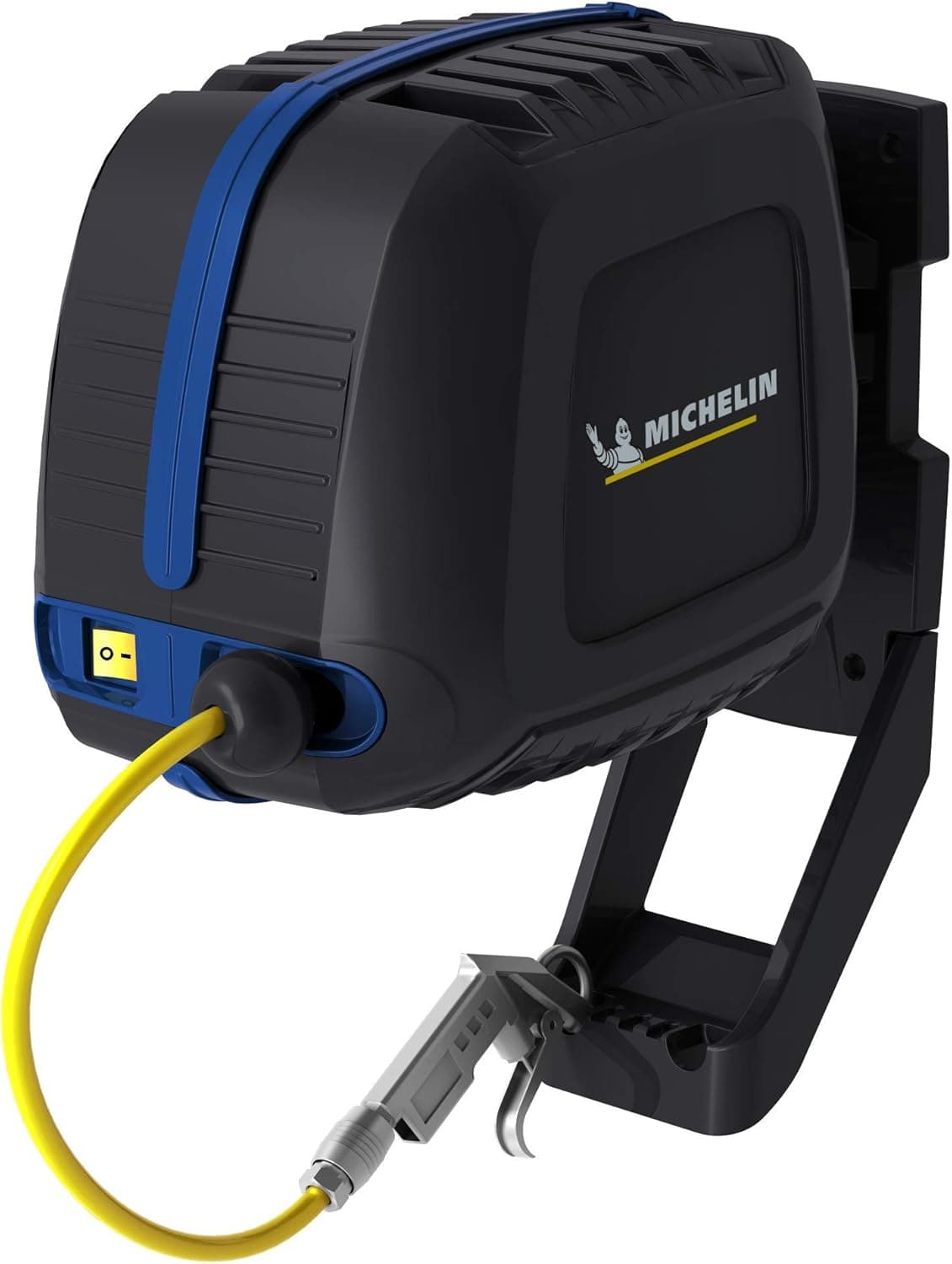 MICHELIN - Compressor de ar mural MBL GO com enrolador de mangueira - mangueira de 10 metros - soprador incluído - sem tanque - sem óleo - motor de 1,5 hp - pressão máxima 8 bar