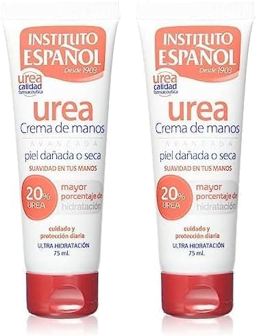 Instituto Español Tubo creme de mãos ureia, hidratação, suavidade 75 ml, (embalagem de 2)