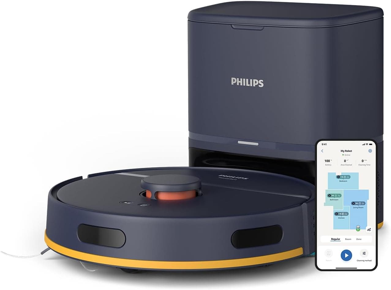 Philips Homerun Serie 2000: Robot aspirador e esfrega-chãos 2 em 1, com 2700 Pa de sucção e 130 min de autonomia, navegação a laser, estação de vácuo automática, controlada por App, azul (XU2100/10)