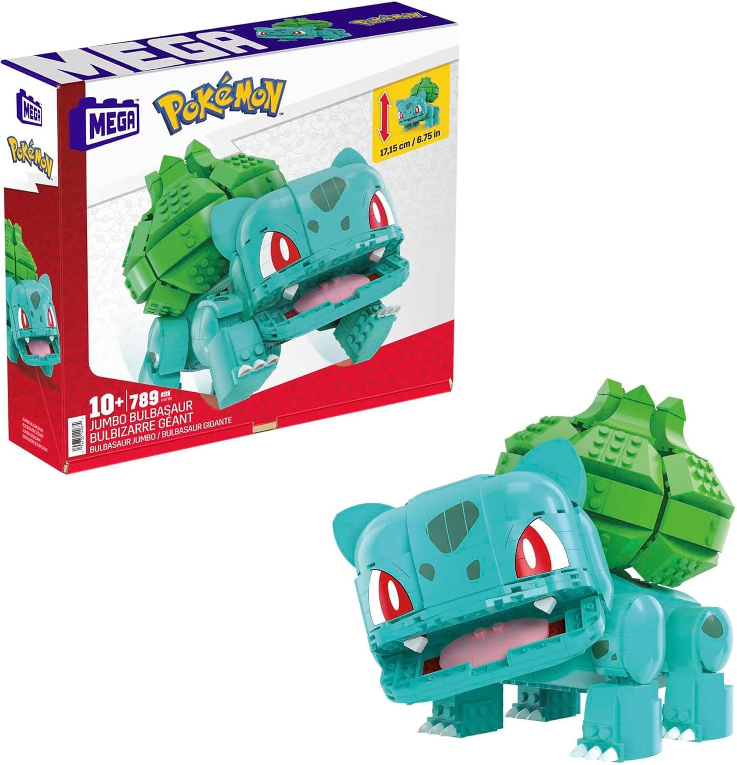 MEGA Pokémon Bulbasaur Gigante figura de ação construível e articulada, brinquedo de construção para meninos e meninas com 355 peças e 17,8 cm, presente para meninos e meninas de 7 anos, HNT96