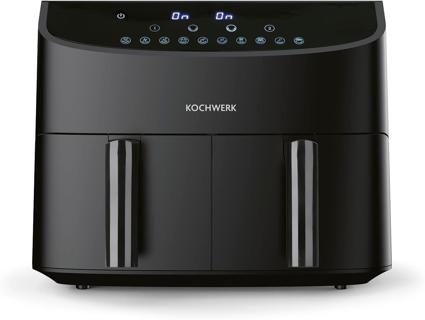 Rachs KOCHWERK Fritadeira de ar quente de câmara dupla 7L | Frigideira digital de aço inoxidável com ecrã tátil, 10 programas e 2 câmaras de 3,5 l, fritar alimentos sem óleo - baixo teor de gordura