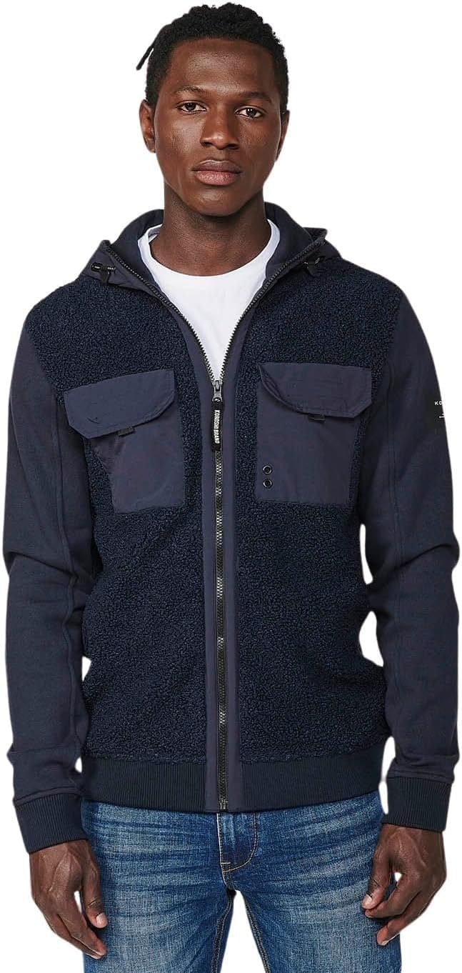 Koroshi Casaco de camisola de manga comprida reversível com bolsos frontais e abas para homem de cor navy, de cor NAVY