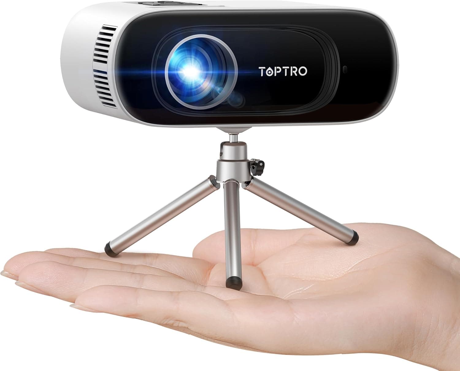 Projetor portátil 【Auto Keystone】Full HD 1080P suporte, 16000 Lumens TOPTRO projetor WiFi Bluetooth mini projetor portátil cinema em casa para Android/iOS/PC/TV Stick/PS5/HDMI/USB (tripé incluído)