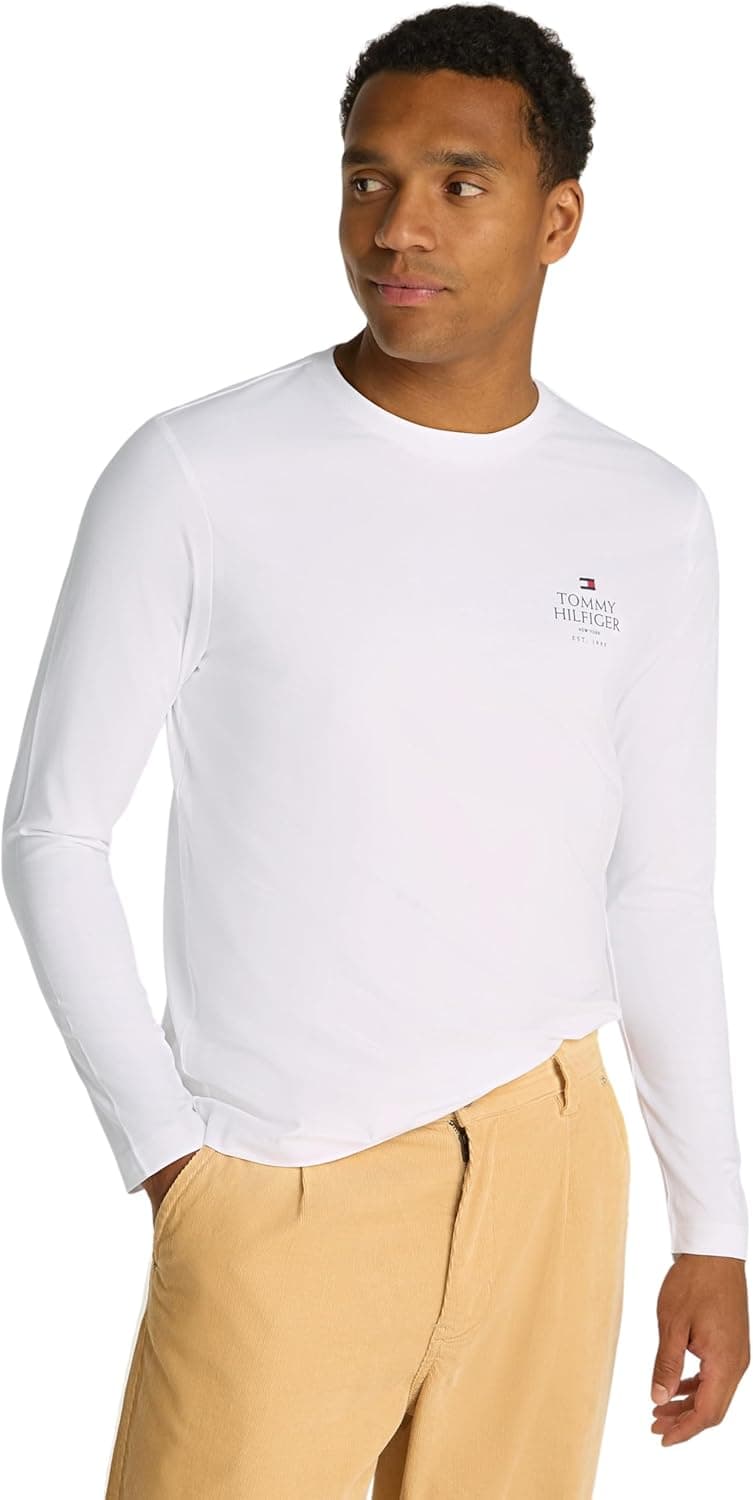 Tommy Hilfiger Camisola de manga comprida para homem com gola redonda