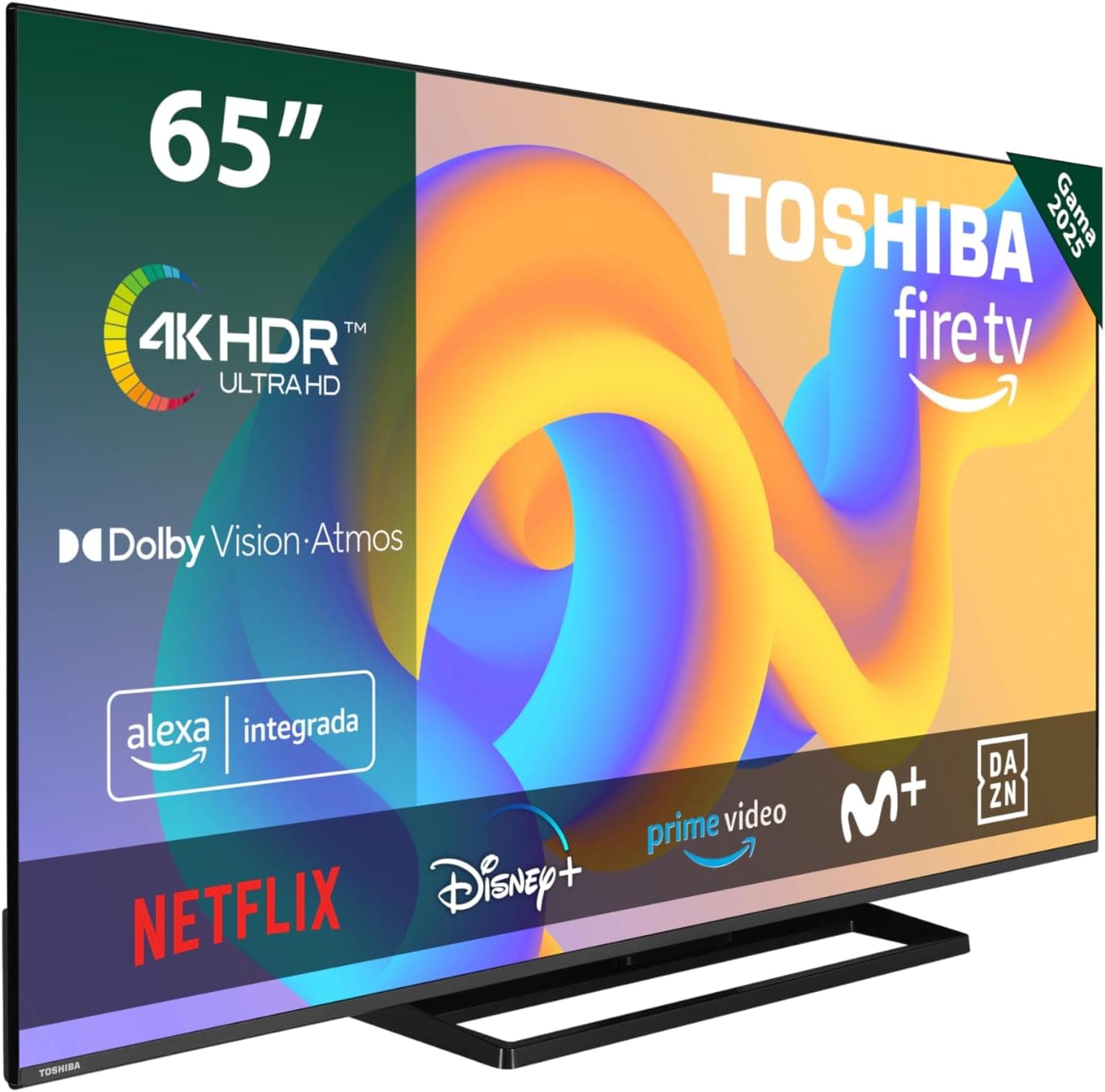 Toshiba 65UF3F63DAE 4K UHD Smart Fire TV de 65 polegadas (Ultra HD, HDR10, controlo de voz Alexa, Bluetooth, Airplay) 
