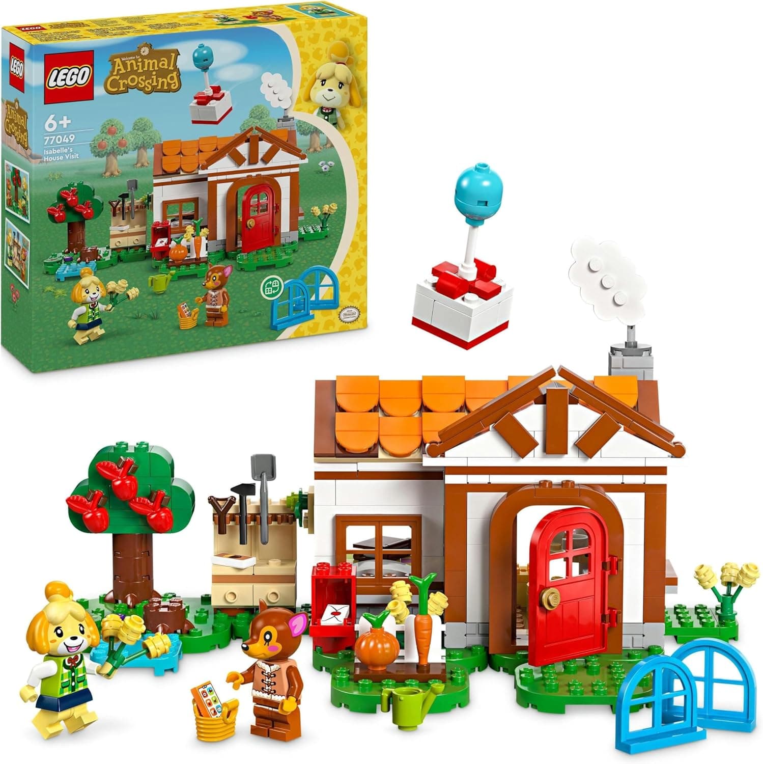 LEGO Animal Crossing a visita de canela brinquedo de construção criativa com 2 minifiguras de personagens de videojogo (Canela e fauna), presente de aniversário para meninas e meninos de 6 anos