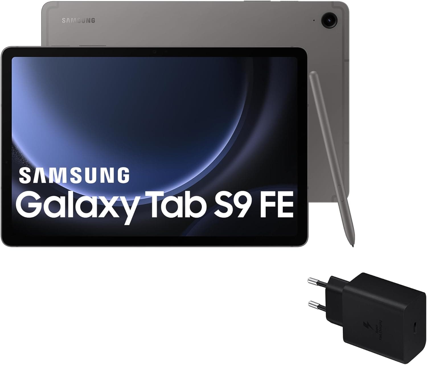 Samsung Galaxy Tab S9 FE Tablet carregador, 256 GB, Wifi, S Pen incluída, bateria de longa duração, classificação IP 68, cinzento