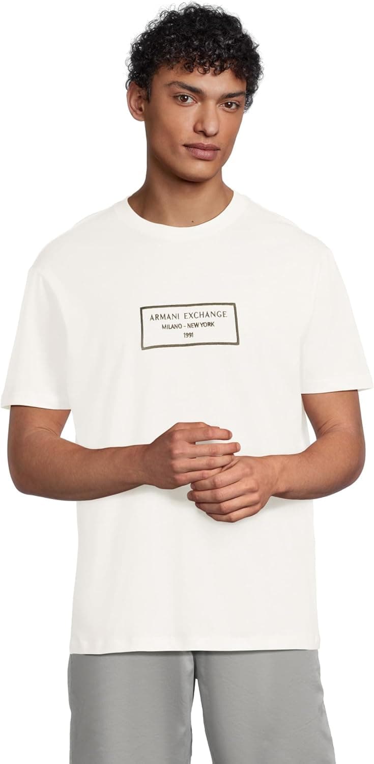 Armani Exchange Rectangular Box Logo | T-shirt em algodão para homem