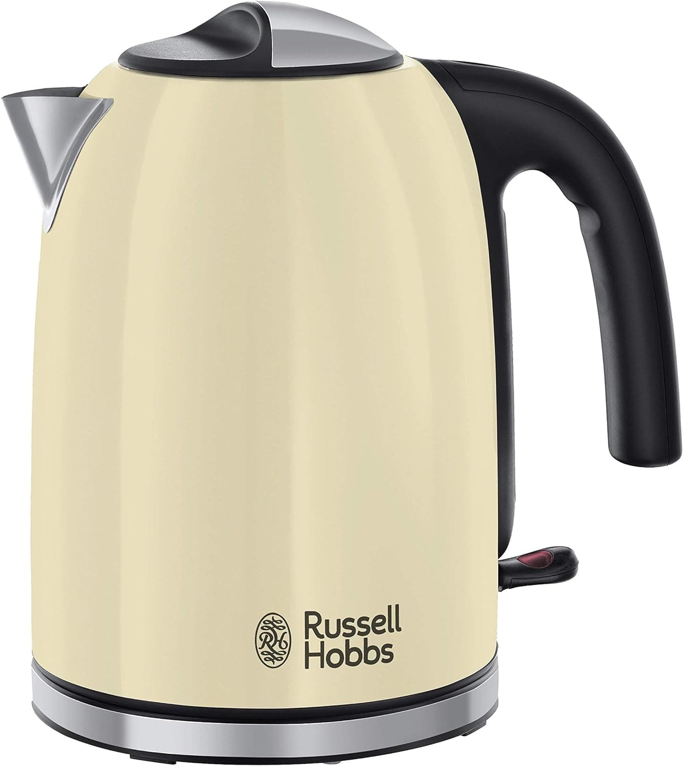 Russell Hobbs Chaleira de água elétrica Colours Plus, 1,7 litros, 2400 W, filtro removível, área de burlição rápida, base de 360°, indicador de nível de água, aço inoxidável, creme - 20415-70