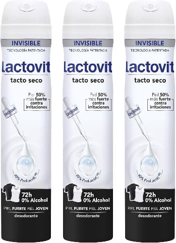 Lactovit Extra Eficaz Invisible | Desodorizante spray sem álcool anti-manchas e anti-irritações, 72 h de proteção, 200 ml x3