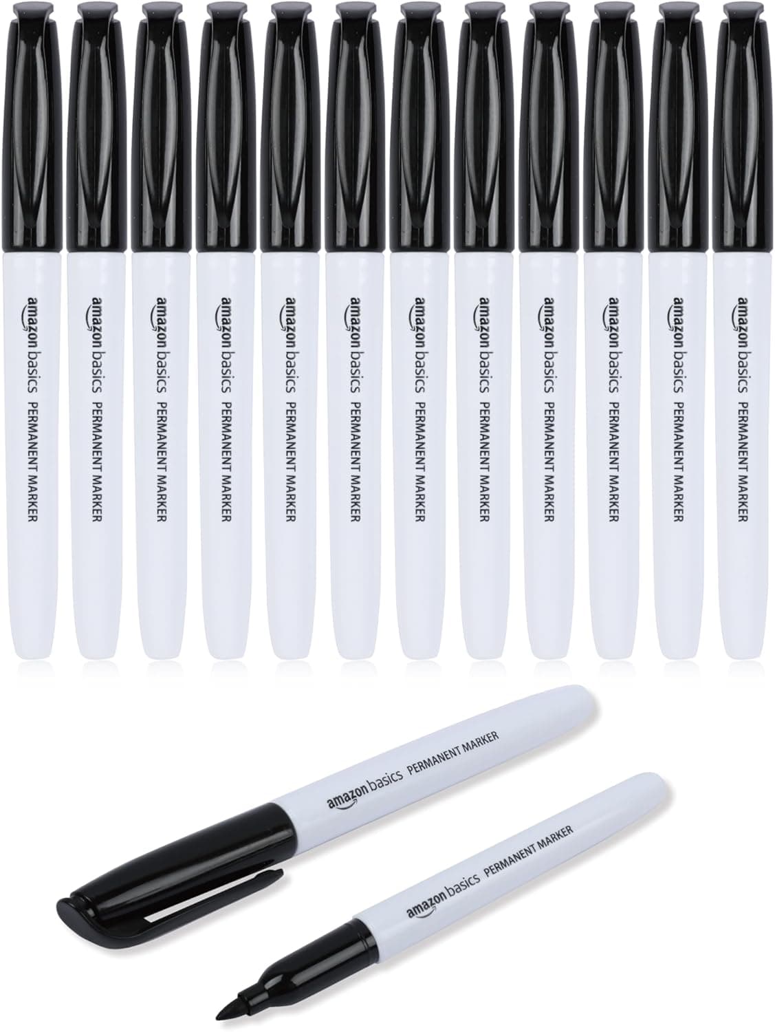 Amazon Basics Marcadores permanentes, preto, pacote de 12