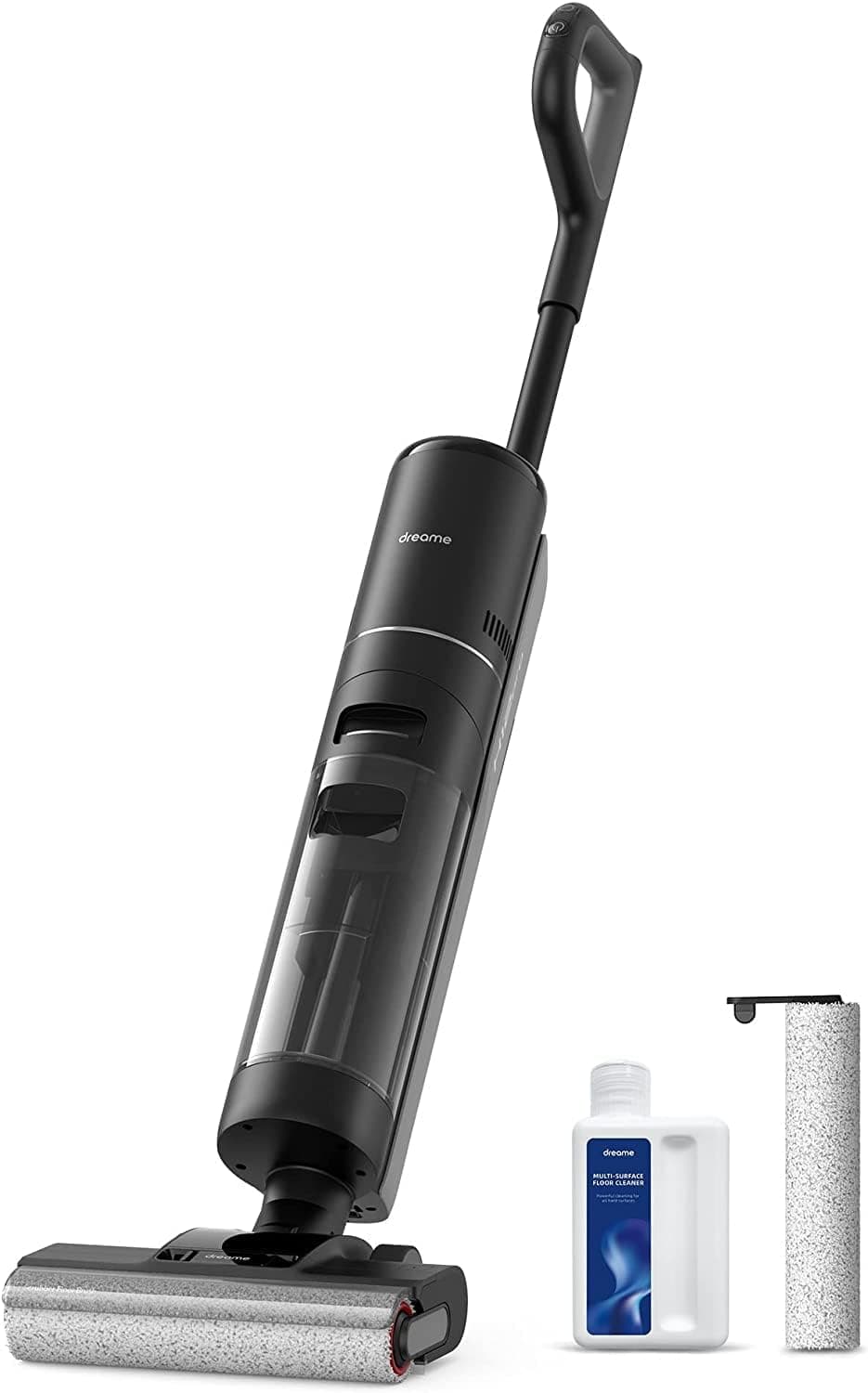 Dreame H12 Pro aspirador vassoura sem fios seco e húmido, seco por ar quente, 900 ml tanque de água, limpeza de bordas, 35 min, LED, auto-limpeza, pisos duros, pêlos de animais de estimação, cor preta
