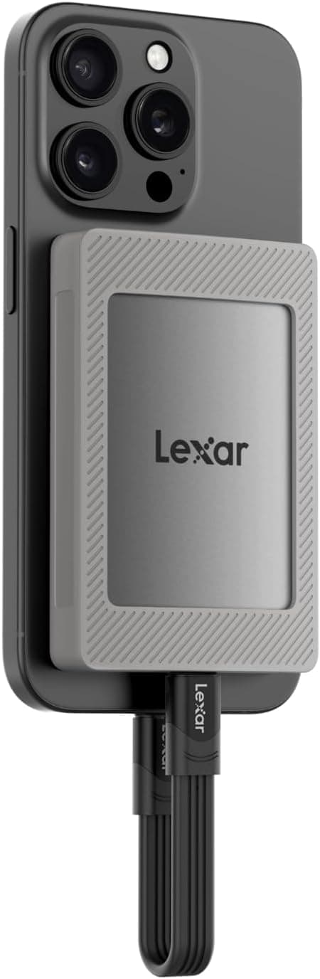 Lexar ES4 SSD Portátil com conjunto magnético de 2 TB, SSD externo USB 3,2 Gen 2, até 1050 MB/s de leitura, compatível com iPhone 15/16, PC, Mac, portáteis tipo C, tablets, PS5, PS4