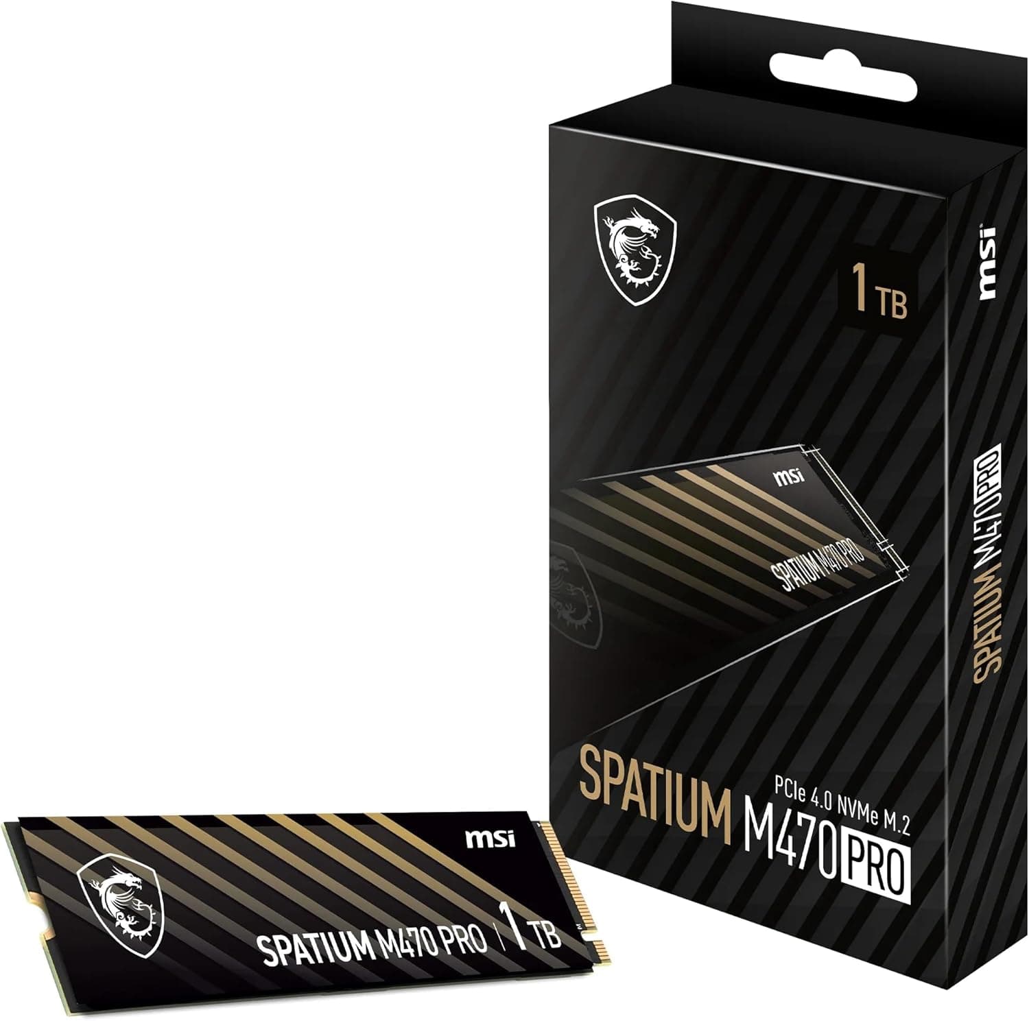 MSI SPATIUM M470 Pro PCIe 4.0 NVMe M.2 1TB - Unidade de estado sólido interna PCIe 4.0 NVMe M.2, 5000 MB/s de leitura e 4400 MB/s de escrita, 3D NAND, segurança de dados integrada, garantia de 5 anos