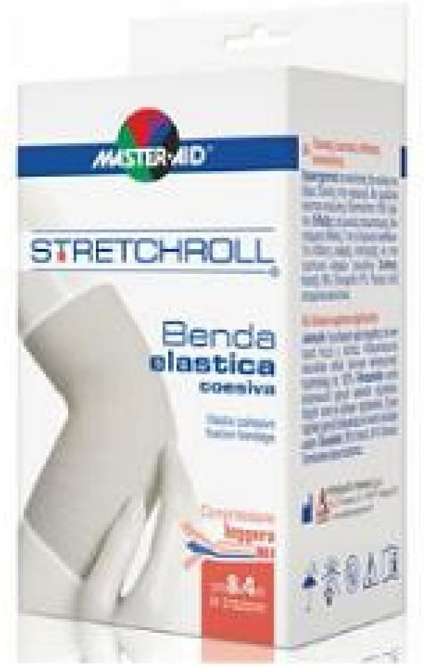 Master Aid Stretchroll-Bnd | Faixa elástica autoaderente para suporte leve, 10 cm x 4 m