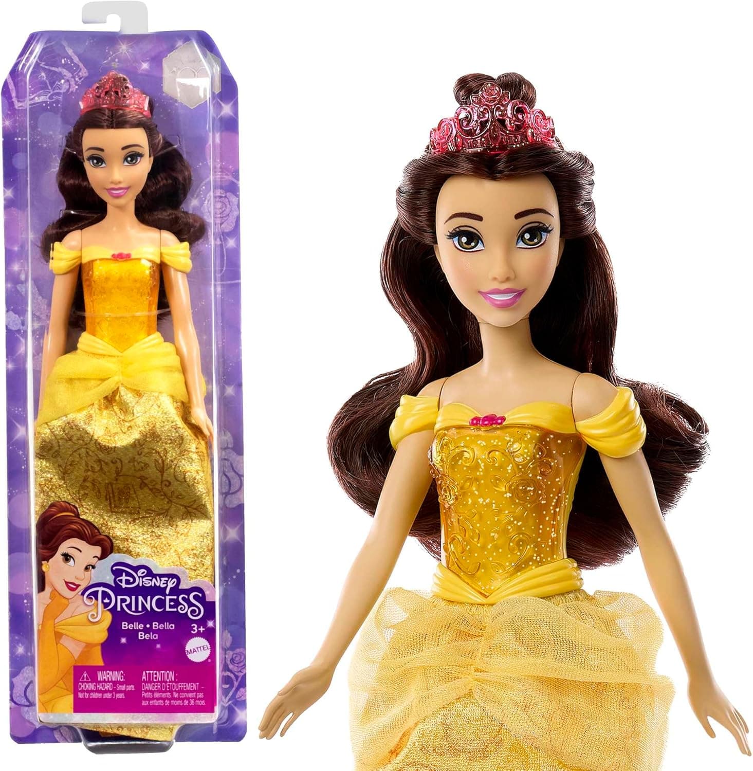 Mattel Disney Princess Bela boneca princesa filme A Bela e a Fera, brinquedo + 3 anos (HLW11)