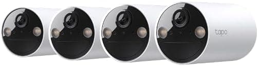 Tapo C410 (4 pacotes) - Câmara Wi-Fi de bateria para exterior/interior, 2 K 3 MP, 6400 mAh, deteção de pessoas por IA, visão noturna colorida, não requer hub, compatível com painel solar