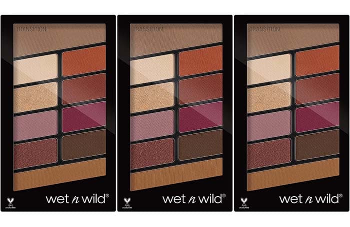 Wet n Wild - Paleta de sombra de cor 10 pão - paleta de sombras de olhos - 10 cores de sombras brilhantes e mate, para dia e noite, de longa duração e fáceis de misturar - 3 unidades