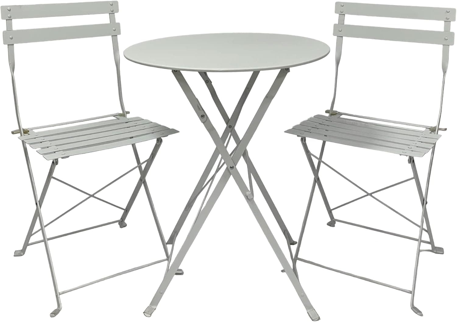 ASTAN HOGAR Conjunto de mesa + 2 cadeiras dobráveis, varanda/terraço, AH-GR10010BL, branco,